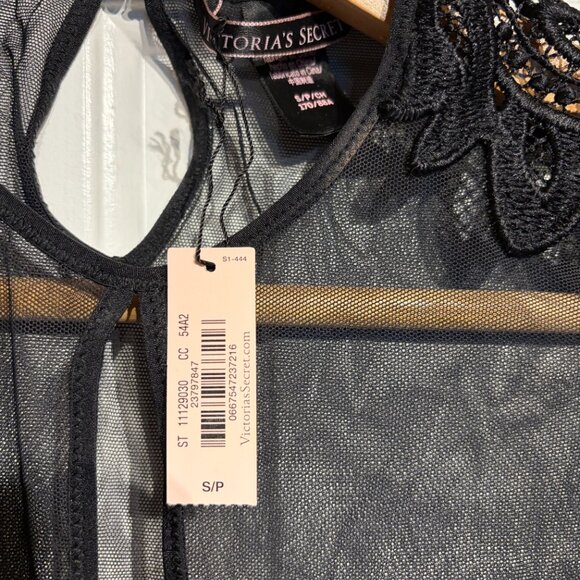 NWT - Victoria's Secret Mesh Embroidered Body Suit (Size: Small / Black) - Picture 3 of 3